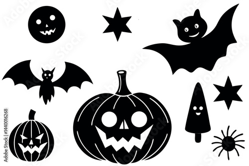    Cute Halloween elements vector illustration.

