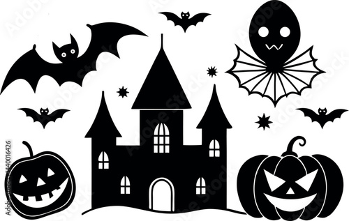    Cute Halloween elements vector illustration.


