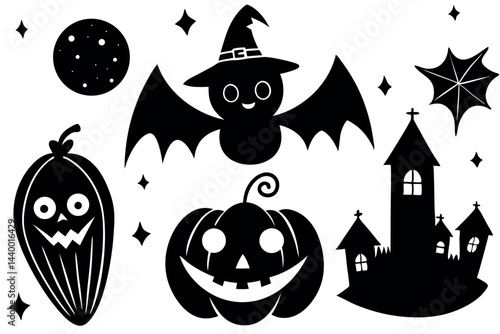    Cute Halloween elements vector illustration.

