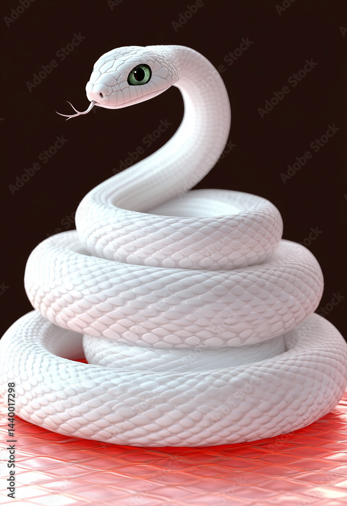 Fototapeta premium Albino Cobra Coiled