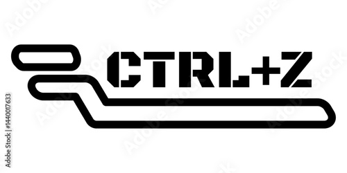 Bold retro CTRL+Z logo with glitch cyber aesthetic. Perfect for y2k nostalgia projects, tech designs, and futuristic styles. Trendy typography ideal for stickers, posters, and apparel.