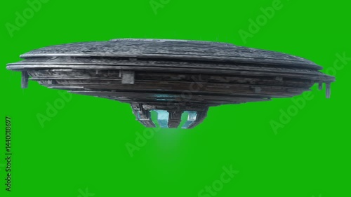 UFO Flying Saucer Rotating high Resolution backgrounds blue screen, The video element of on a blue screen background, Ultra High Definition, 4k video, on a blue screen background.