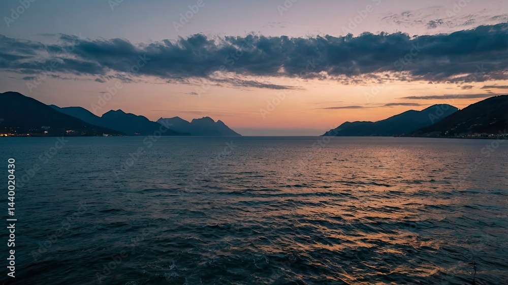 mountain and sea view at dusk mountain and sea view at dusk