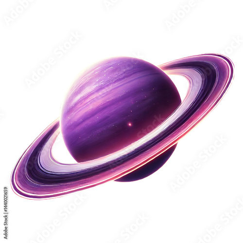 purple ring planet isolated on white background