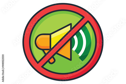 Mute icon, no sound, quiet zone.