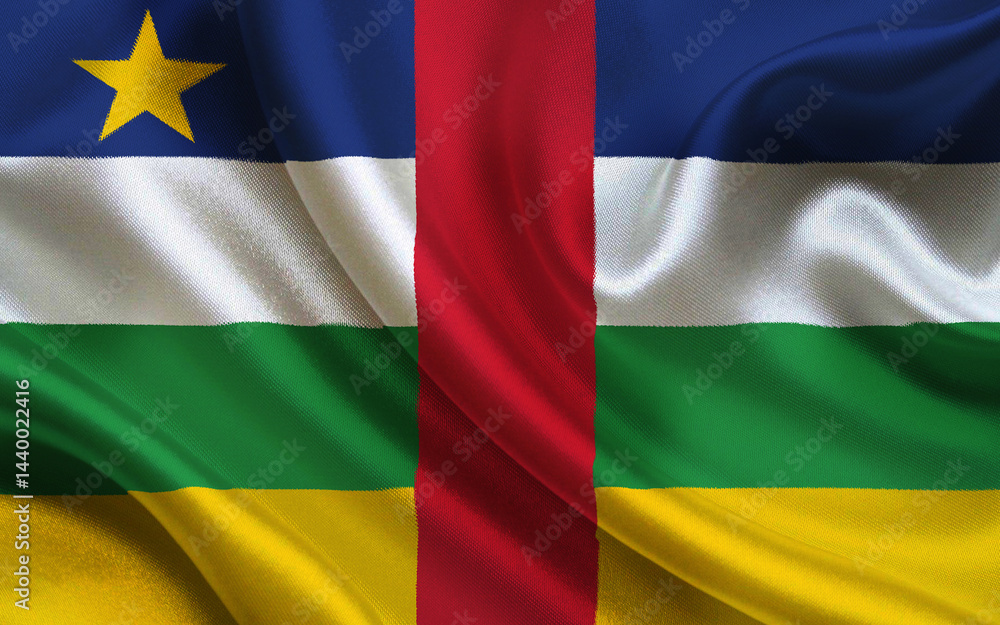Obraz premium Central African Republic National Flag with Horizontal Stripes and a Red Vertical Bar