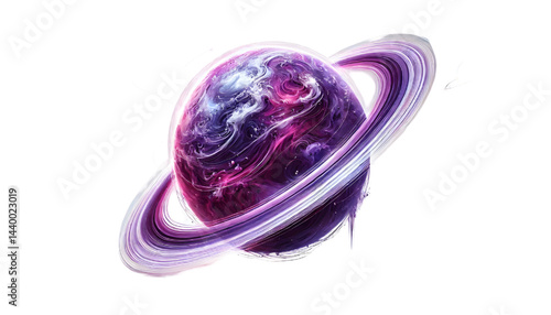 purple ring planet isolated on white background