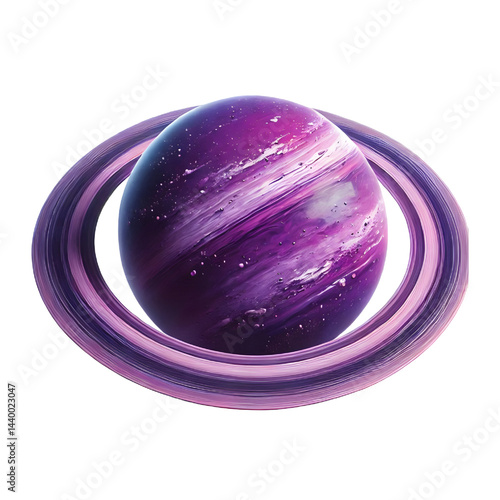 purple ring planet isolated on white background