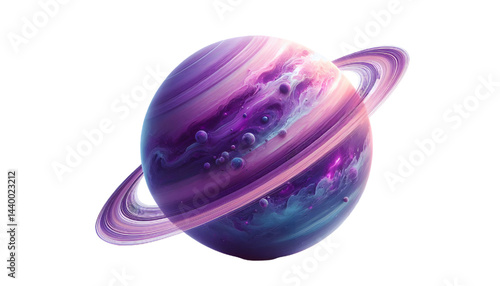 purple ring planet isolated on white background