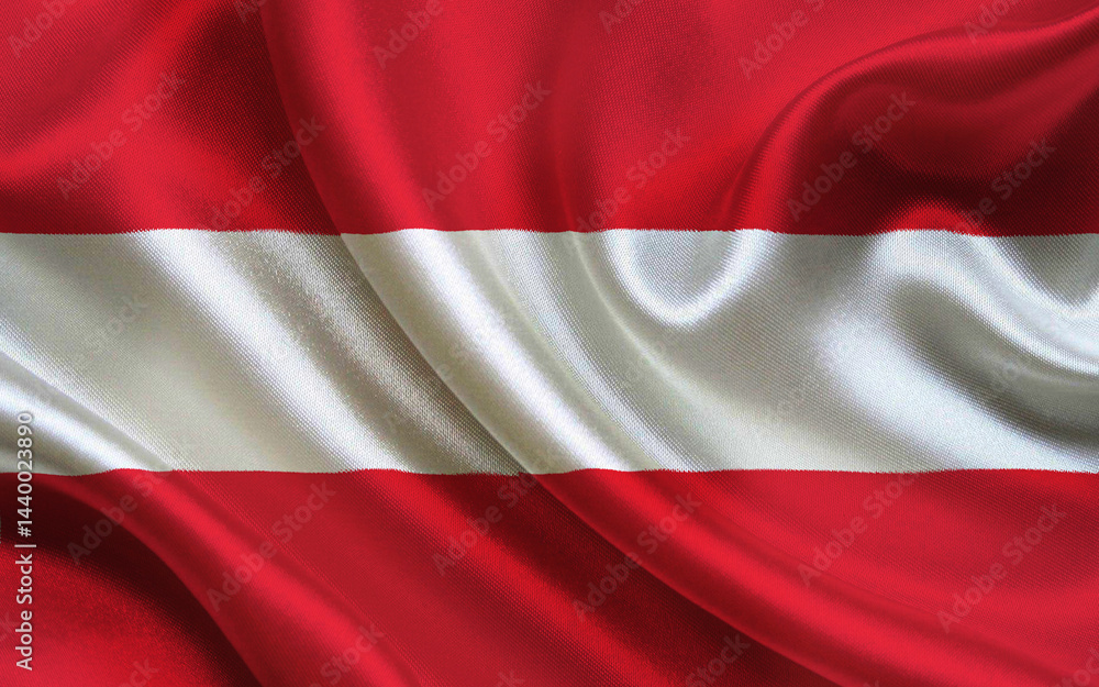 Close-Up of Austrian Flag Fabric Showing Detail and Texture Close-Up of Austrian Flag Fabric Showing Detail and Texture