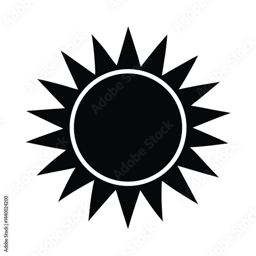 Noon Sun Icon Silhouette Vector Illustration