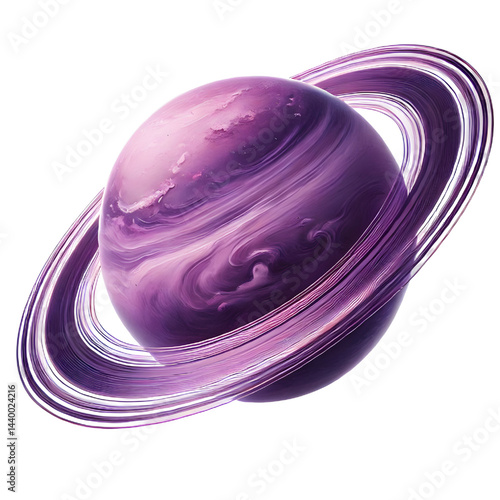 purple ring planet isolated on white background