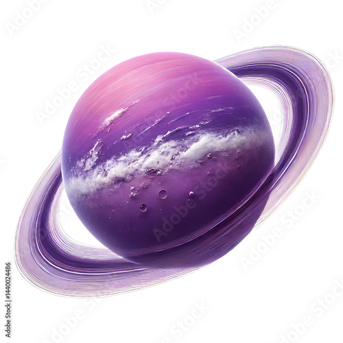 purple ring planet isolated on white background