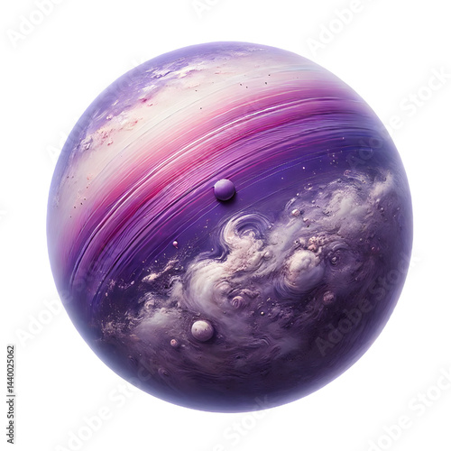 purple ring planet isolated on white background