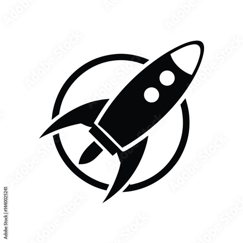 rocket in orbit icon silhouette vector illustration