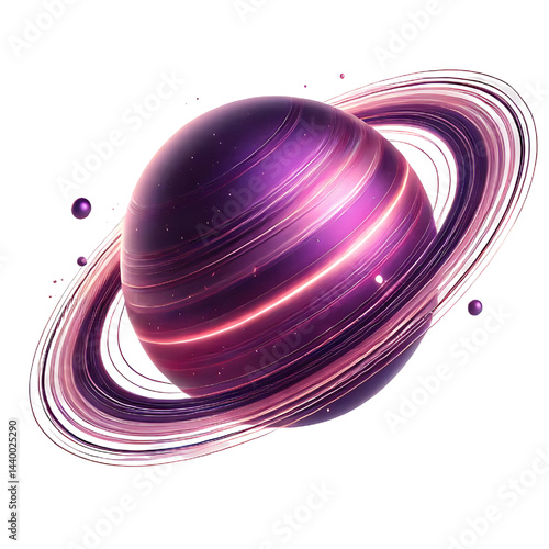 purple ring planet isolated on white background