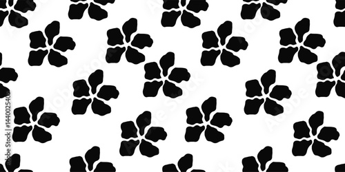 Obraz na płótnie Seamless floral pattern with black abstract flowers on a white background. Modern vector botanical design for fabric, wallpaper, textile, packaging, and digital projects. Elegant monochrome style w salonie