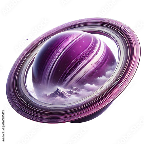 purple ring planet isolated on white background