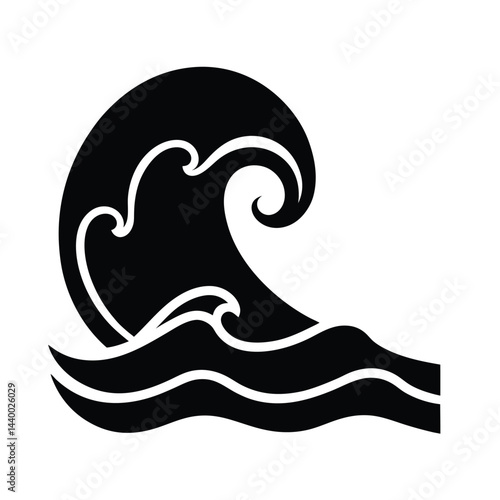 Storm Surge Wave Icon Silhouette Vector Illustration