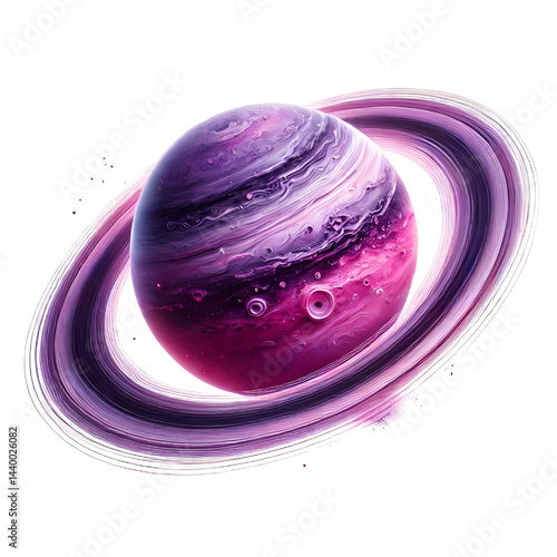 purple ring planet isolated on white background