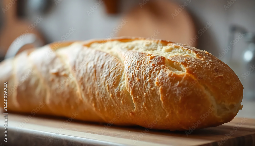 Close-Up of a Freshly Baked Baguette Close-Up of a Freshly Baked Baguette