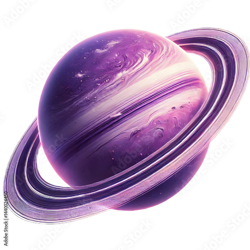 purple ring planet isolated on white background