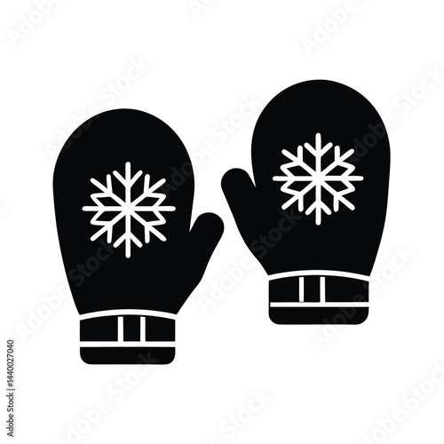Winter Mittens Icon Silhouette Vector Illustration