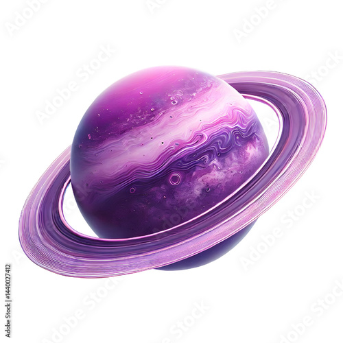 purple ring planet isolated on white background
