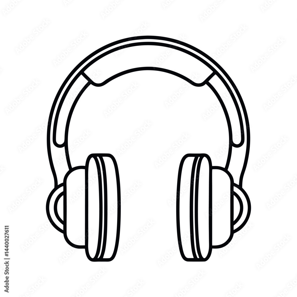 Outline of Headphone Line Drawing Outline of Headphone Line Drawing