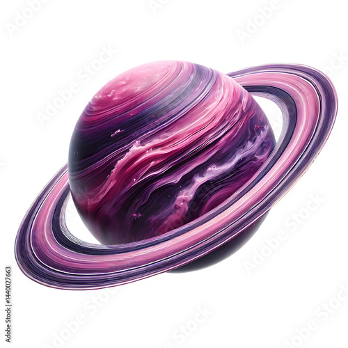 purple ring planet isolated on white background