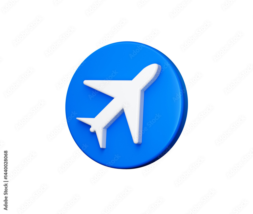 3D Blue coin with a white airplane on its surface, symbolizing travel or aviation. 3d illustration 3D Blue coin with a white airplane on its surface, symbolizing travel or aviation. 3d illustration