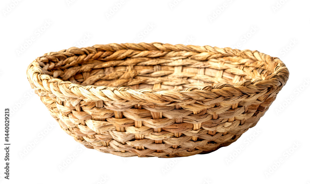 Obraz premium Natural Woven Basket with Earthy Texture and Intricate Pattern Isolate on Transparent Background, cutout, png