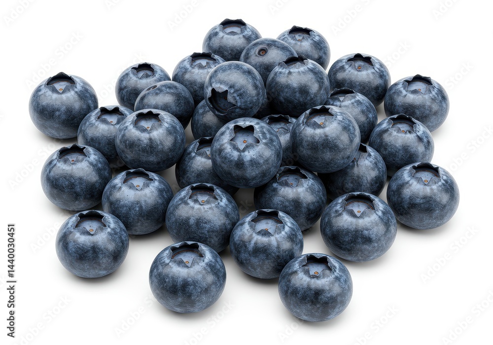 A heap of fresh blueberries on a white background ready to eat for a healthy snack or ingredient A heap of fresh blueberries on a white background ready to eat for a healthy snack or ingredient