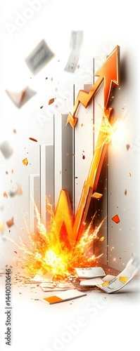Explosive growth trend analysis business sector digital graphics modern environment dynamic visuals