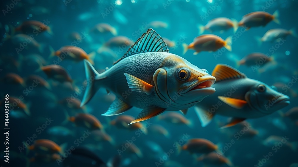 Naklejka premium Natural image of fish schools in the ocean