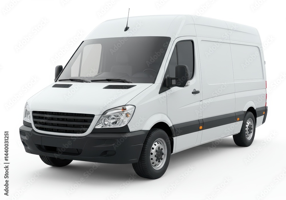A white delivery van is shown in a studio setting with a plain white background and soft lighting A white delivery van is shown in a studio setting with a plain white background and soft lighting