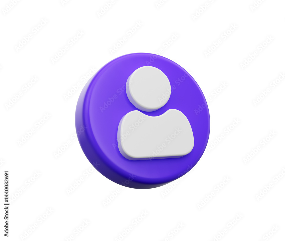 3D User profile icon, representing account, or person in digital platforms.3d illustration