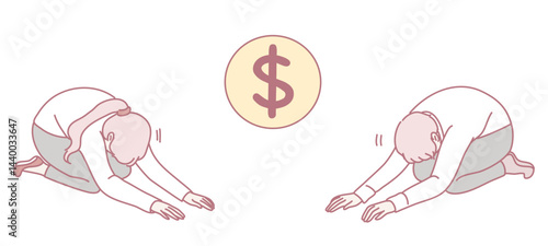 An illustration shows individuals needing financial help, highlighting their struggles and urgent situation