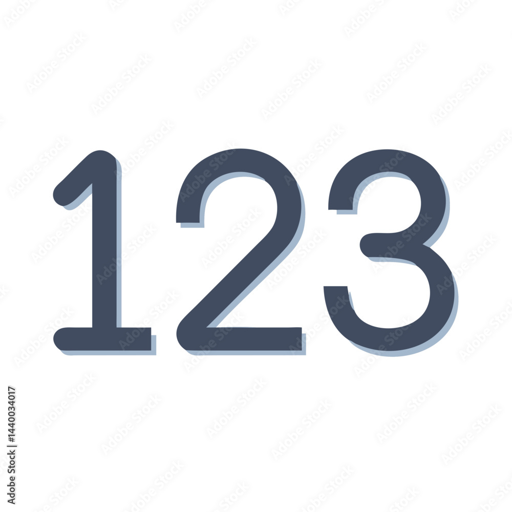 Stylish 123 Numbers Design with 3D Effect on Black Background Stylish 123 Numbers Design with 3D Effect on Black Background