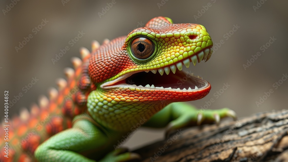 Fototapeta premium Open mouth lizard animal image