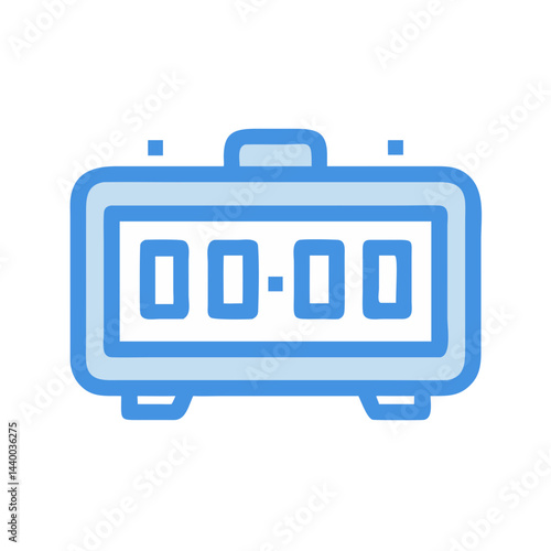 Digital Clock Icon: Time, Modern, Vector Illustration in Blue