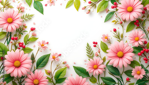Soft pastel floral illustration featuring blooming flowers on a white background. Perfect for spring designs, wedding invites, or nature-inspired projects.