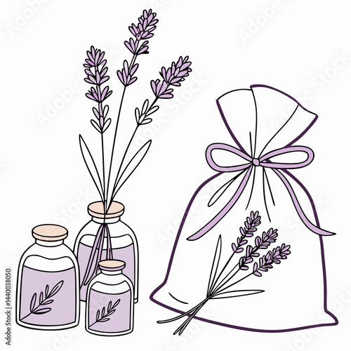 Aromatic Lavender Sachets And Flowers For Spa And
