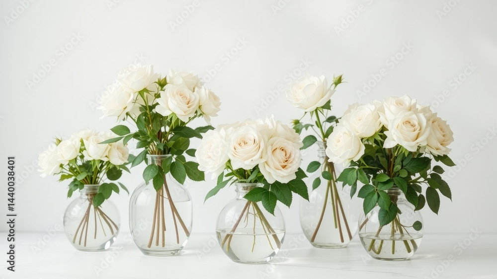 Elegant White Roses in Vases - A Floral Arrangement for Calm Elegant White Roses in Vases - A Floral Arrangement for Calm