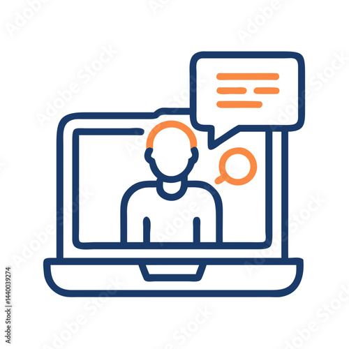 Online Consultation Icon: Virtual Meeting and Assistance Concept