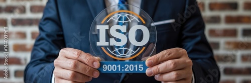 Wallpaper Mural Businessperson holding iso 9001:2015 certification award Torontodigital.ca