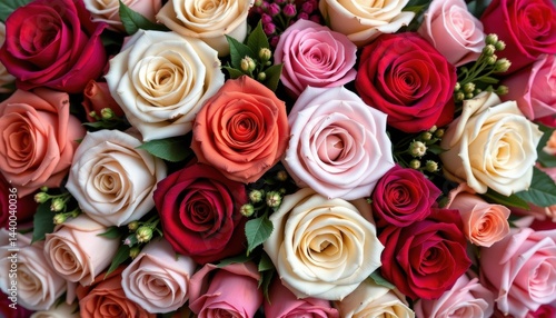 geometric a bouquet of roses arranged in a geometric pattern, with bold color contrasts and a modern feel.