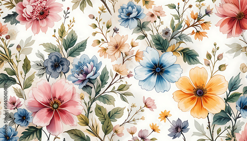 Soft pastel floral illustration featuring blooming flowers on a white background. Perfect for spring designs, wedding invites, or nature-inspired projects.