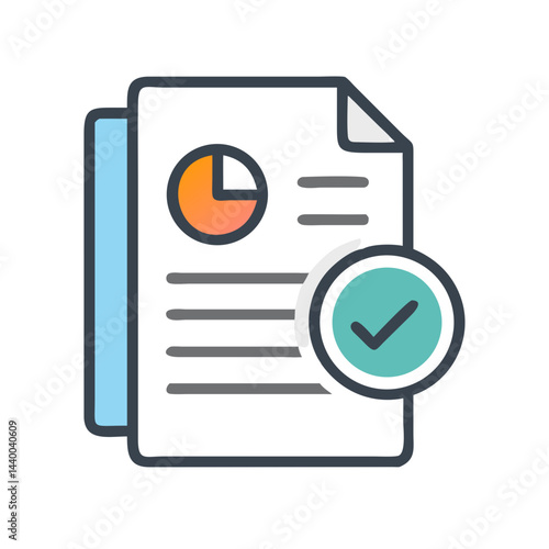 Completed report with a check mark - Business, finance, accounting icon.