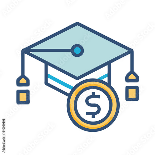Paying for Education: Graduation Cap and Dollar Symbol Illustration